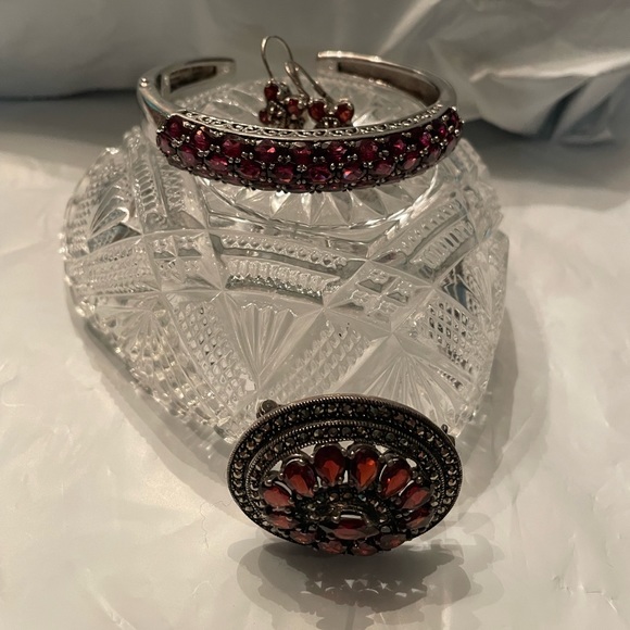 Rhodolite Garnet SS  filigree bracelet - Picture 5 of 12